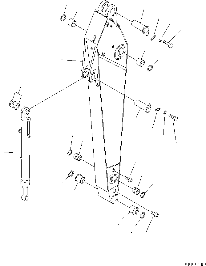 Komatsu parts book diagram for PC400LC-6 S/N 30001-UP (SAA6D125E-2 (Emission) Eng. Installed): ARM (3.4M) (ARM AND BUCKET CYLINDER) (WITH AUTO GREASING)