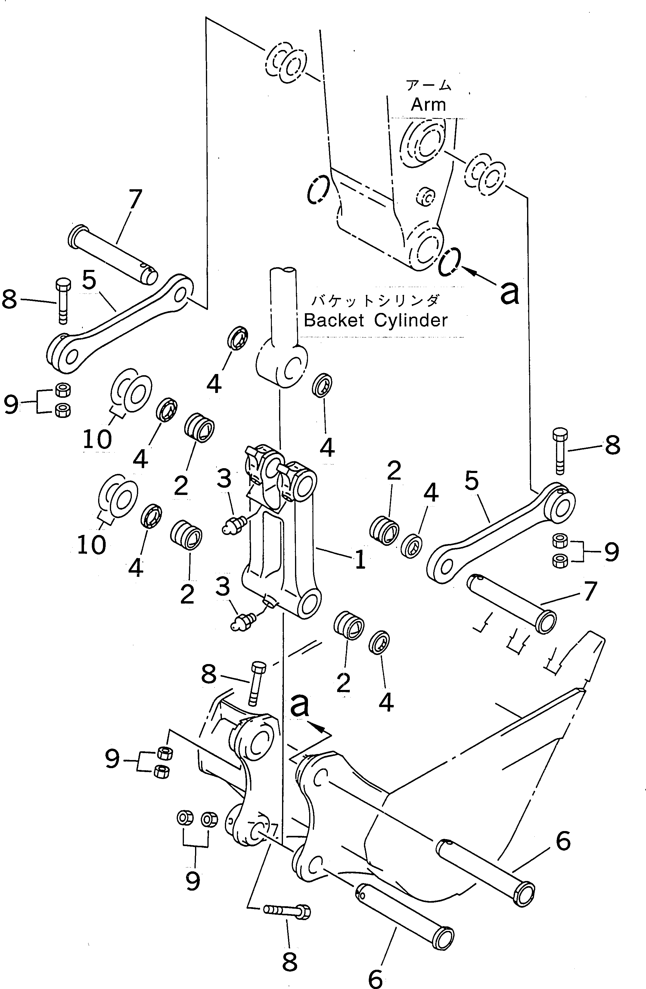 Komatsu parts book diagram for PC400LC-6 S/N 30001-UP (SAA6D125E-2 (Emission) Eng. Installed): ARM (BUCKET LINK)