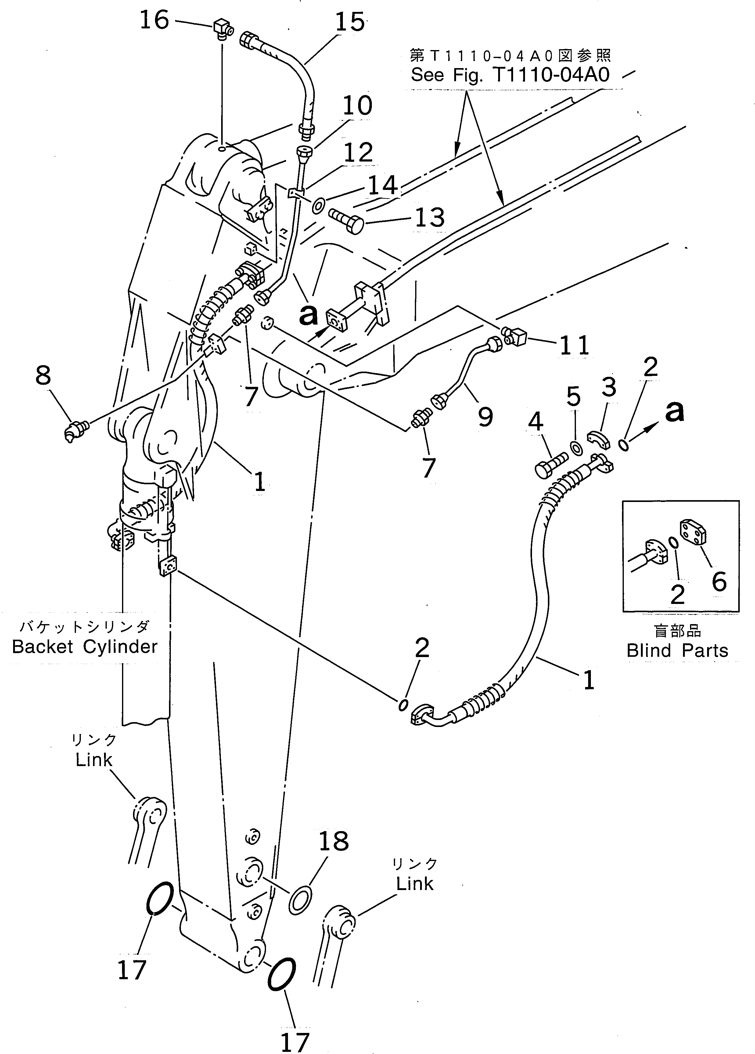 Komatsu parts book diagram for PC400LC-6 S/N 30001-UP (SAA6D125E-2 (Emission) Eng. Installed): ARM (3.4M) (BUCKET CYLINDER HOSE AND SPACER)