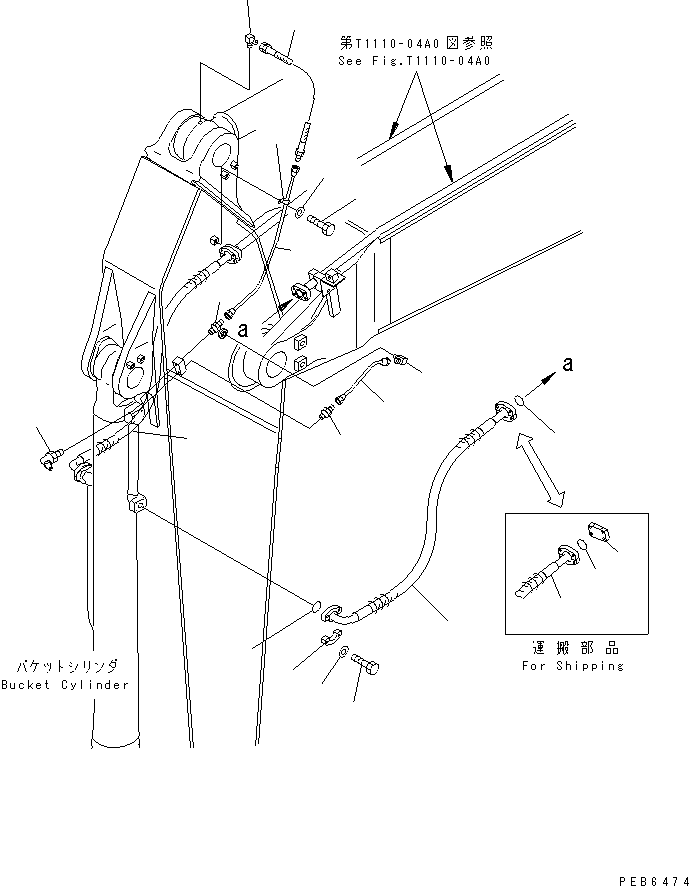 Komatsu parts book diagram for PC400LC-6 S/N 30001-UP (SAA6D125E-2 (Emission) Eng. Installed): ARM (2.9M) (BUCKET CYLINDER HOSE AND SPACER)