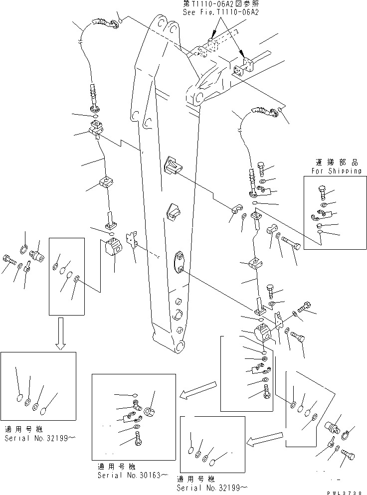 Komatsu parts book diagram for PC400LC-6 S/N 30001-UP (SAA6D125E-2 (Emission) Eng. Installed): ARM (3.4M) (ADDITIONAL PIPING)