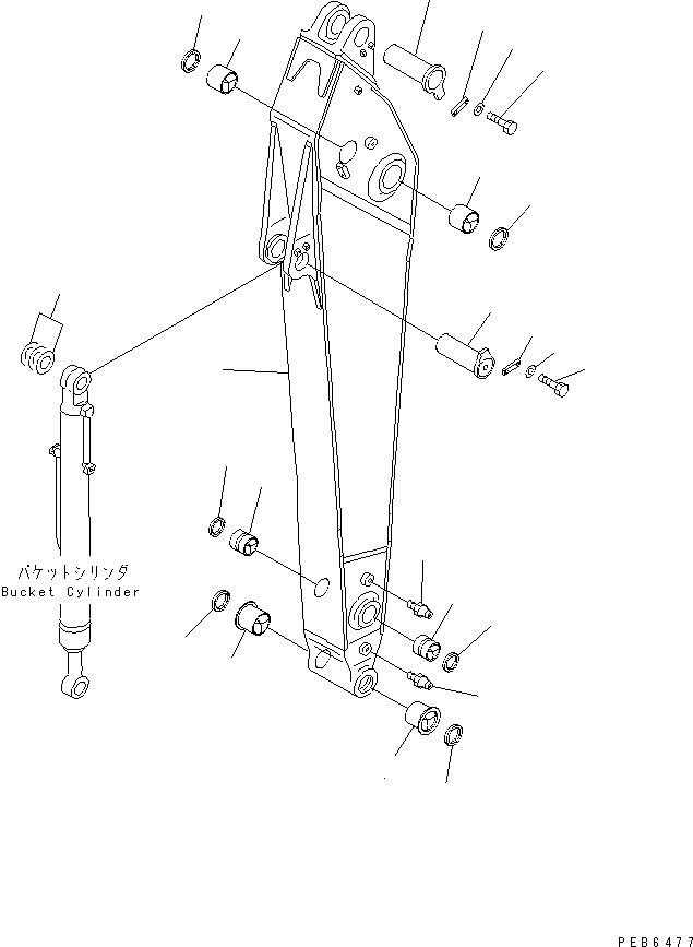 Komatsu parts book diagram for PC400LC-6 S/N 30001-UP (SAA6D125E-2 (Emission) Eng. Installed): ARM (3.4M) (HEAVY DUTY) (ARM)