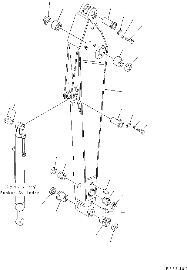 Komatsu parts book diagram for PC400LC-6 S/N 30001-UP (SAA6D125E-2 (Emission) Eng. Installed): ARM (4.0M) (ARM)
