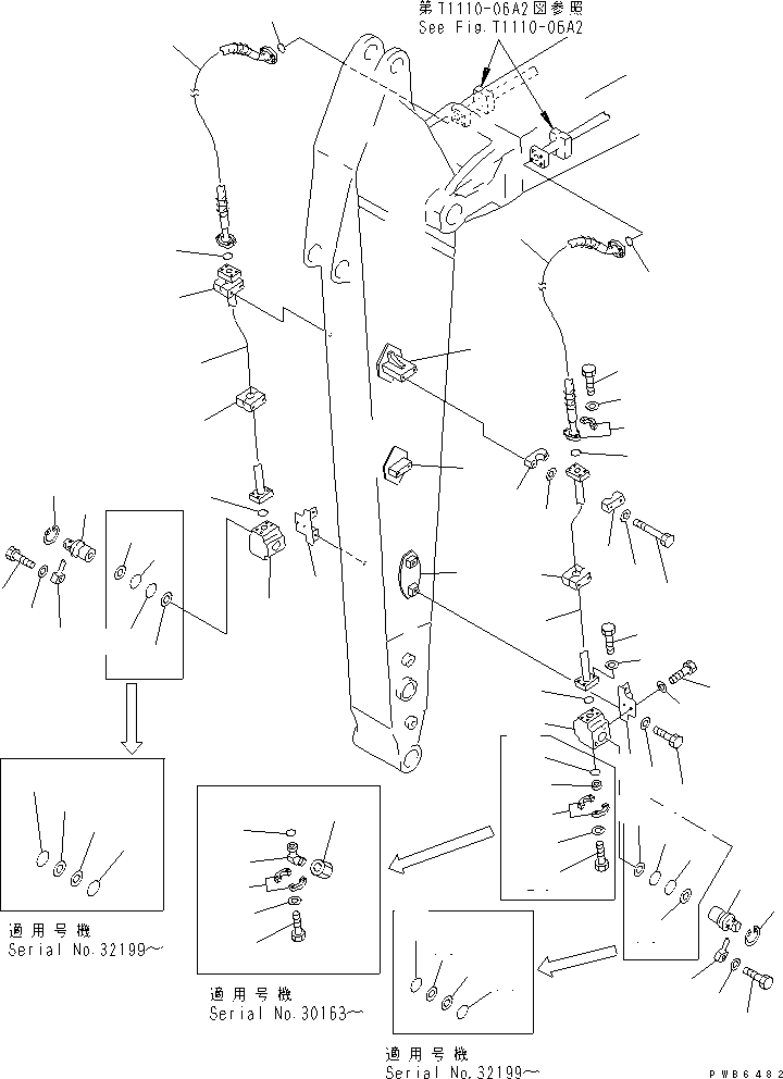 Komatsu parts book diagram for PC400LC-6 S/N 30001-UP (SAA6D125E-2 (Emission) Eng. Installed): ARM (3.4M) (ADDITIONAL PIPING)