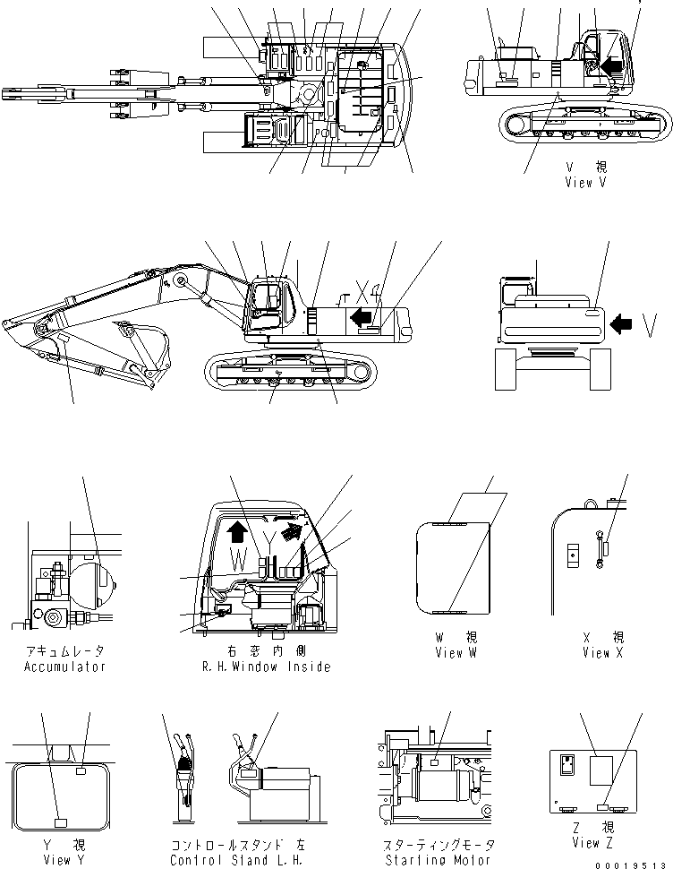 Komatsu parts book diagram for PC400LC-6 S/N 30001-UP (SAA6D125E-2 (Emission) Eng. Installed): DECAL AND PLATE (TURKISH) (LC)(#32729-)