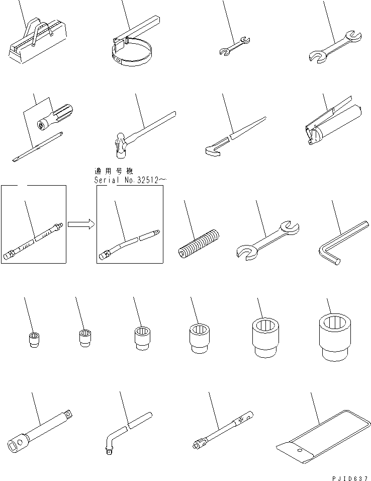 Komatsu parts book diagram for PC400LC-6 S/N 30001-UP (SAA6D125E-2 (Emission) Eng. Installed): TOOL(#32001-)