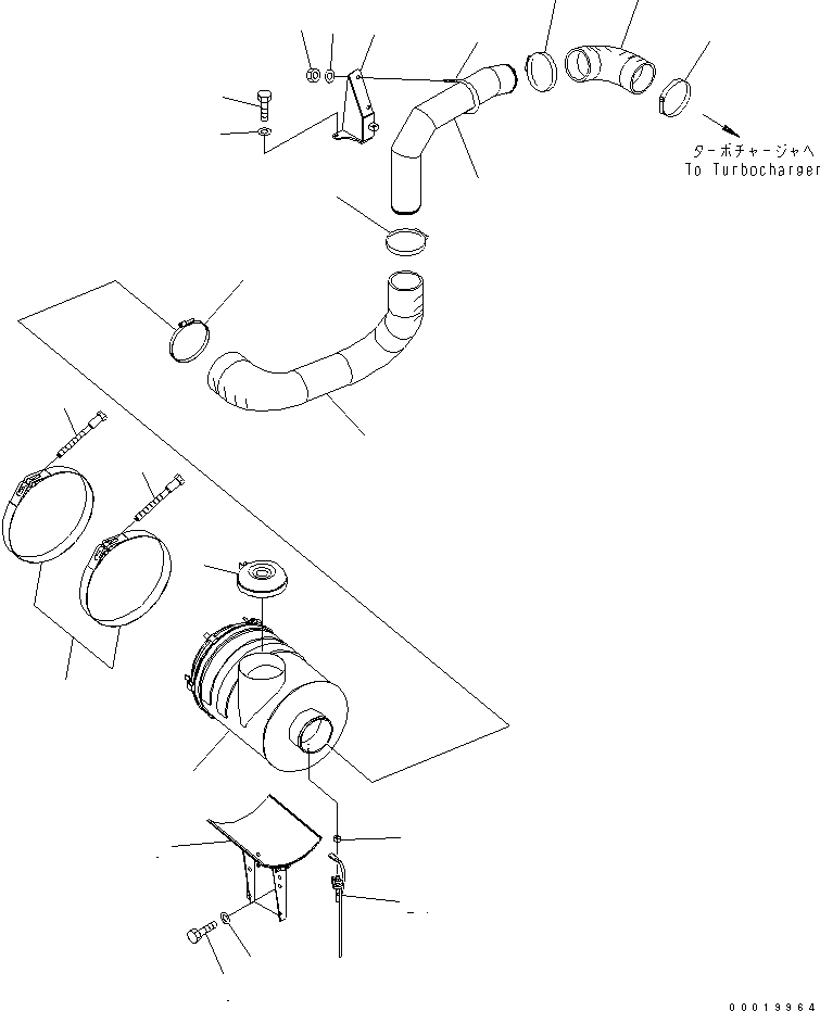 Komatsu parts book diagram for PC400LC-7-M1 S/N 50001-UP: AIR CLEANER CONNECTION (WITH FUEL SELF SUPPLY PUMP)