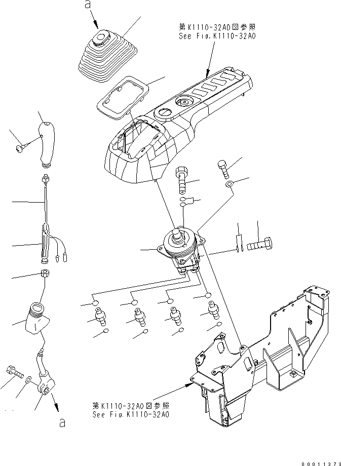 Komatsu parts book diagram for PC400LC-7-M1 S/N 50001-UP: FLOOR FRAME (OPERATOR'S CAB) (LEVER AND VALVE) (R.H.)