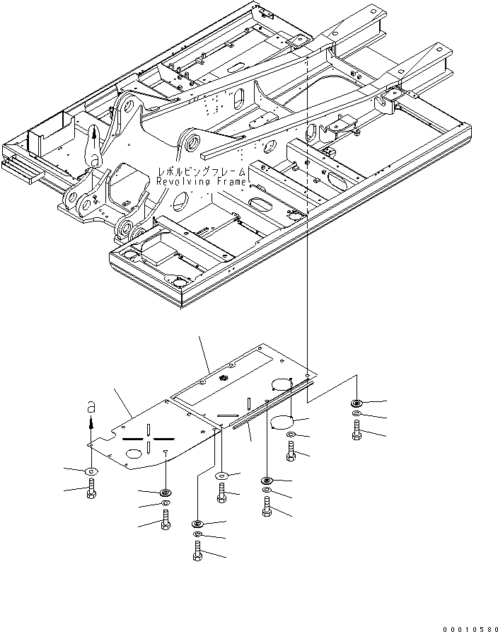 Komatsu parts book diagram for PC400LC-7-M1 S/N 50001-UP: UNDER COVER (REVOLVING FRAME) (R.H.)