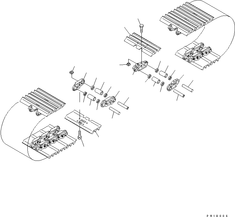 Komatsu parts book diagram for PC400LC-7-M1 S/N 50001-UP: TRACK SHOE (TRIPLE GROUSER WITH HOLE) (600MM WIDE)