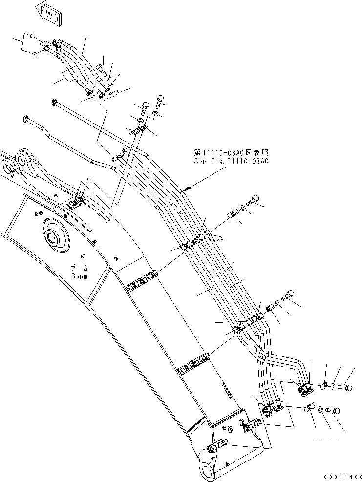 Komatsu parts book diagram for PC400LC-7-M1 S/N 50001-UP: BOOM (ARM CYLINDER LINE)