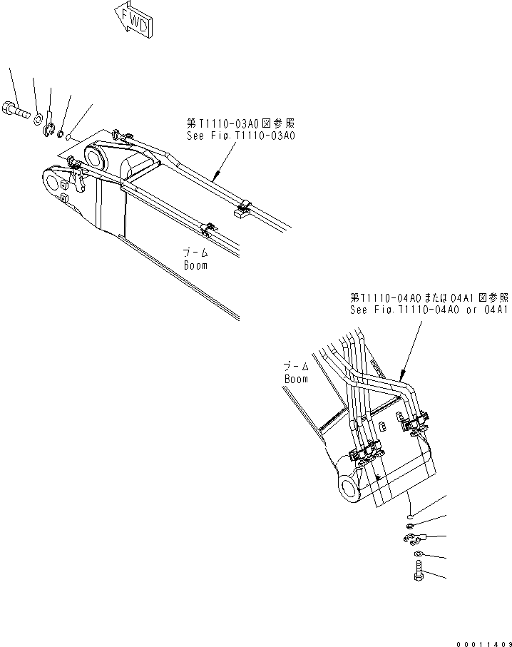 Komatsu parts book diagram for PC400LC-7-M1 S/N 50001-UP: BOOM (BLIND PARTS)