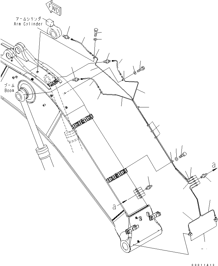 Komatsu parts book diagram for PC400LC-7-M1 S/N 50001-UP: BOOM (LUBRICATING LINE) (HEAVY DUTY)