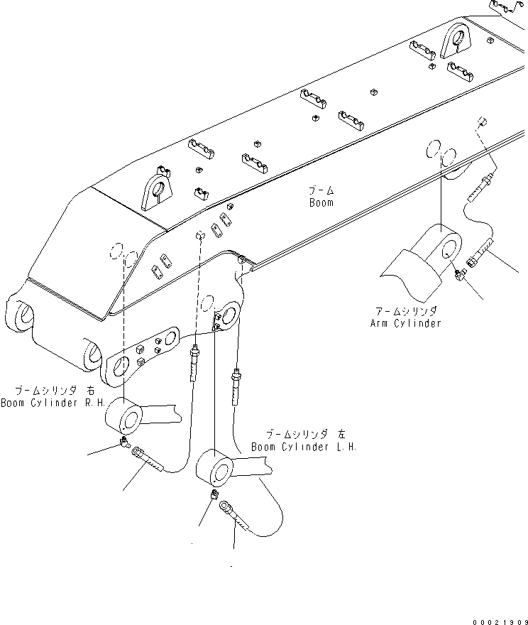 Komatsu parts book diagram for PC400LC-7-M1 S/N 50001-UP: BOOM (LUBRICATING LINE) (HOSE) (LOADER) (LOOSE-SUPPLY ITEM)