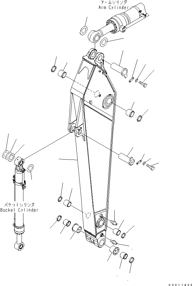 Komatsu parts book diagram for PC400LC-7-M1 S/N 50001-UP: ARM (3.4M) (HEAVY DUTY)