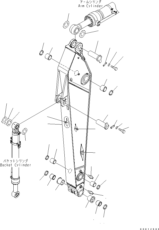 Komatsu parts book diagram for PC400LC-7-M1 S/N 50001-UP: ARM (3.4M) (FOR ADDITIONAL PIPING)