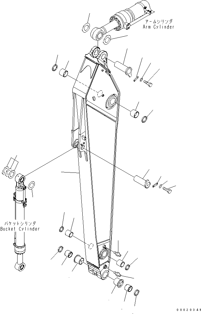 Komatsu parts book diagram for PC400LC-7-M1 S/N 50001-UP: ARM (4.0M) (500 HOURS LUBRICATING)