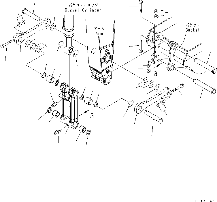Komatsu parts book diagram for PC400LC-7-M1 S/N 50001-UP: ARM (BUCKET LINK)