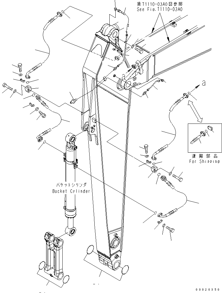 Komatsu parts book diagram for PC400LC-7-M1 S/N 50001-UP: ARM (4.0M) (BUCKET CYLINDER HOSE AND LUBRICATING LINE)
