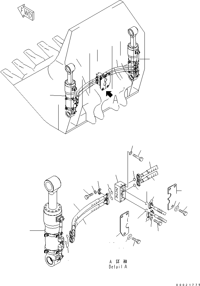 Komatsu parts book diagram for PC400LC-7-M1 S/N 50001-UP: BOTTOM DUMP CYLINDER LINE (BOTTOM DUMP CYLINDER) (LOADER)