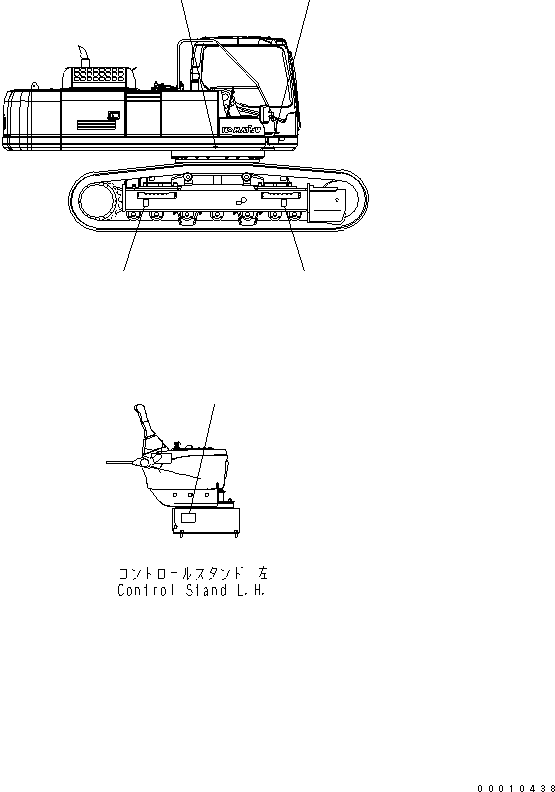 Komatsu parts book diagram for PC400LC-7-M1 S/N 50001-UP: PLATE (LOAD RATING CHART AND FRON REGULATION PLATE) (JAPANESE)