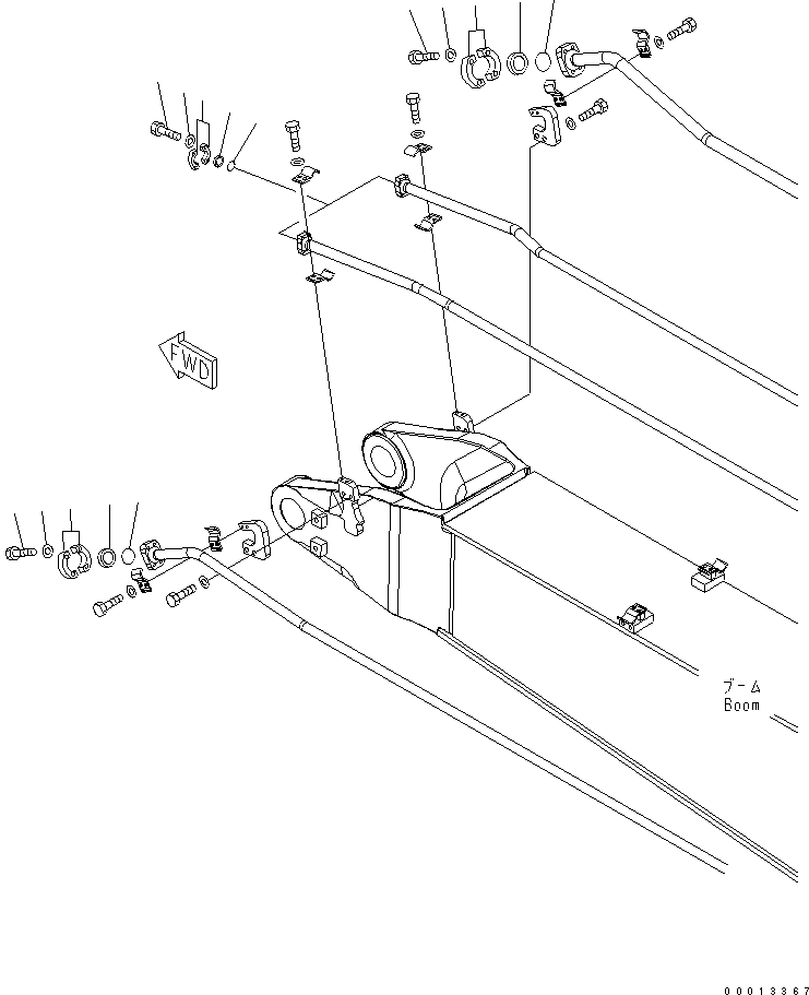 Komatsu parts book diagram for PC400LC-7-M1 S/N 50001-UP: BLIND PARTS (BOOM) (1 ACTUATOR)(#50001-50038)