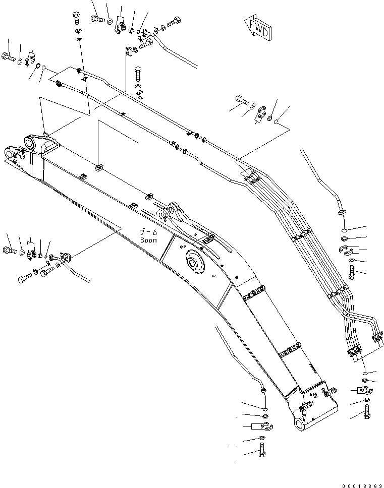 Komatsu parts book diagram for PC400LC-7-M1 S/N 50001-UP: BLIND PARTS (BOOM) (1 ACTUATOR) (FOR COMPONENT)(#50001-50038)