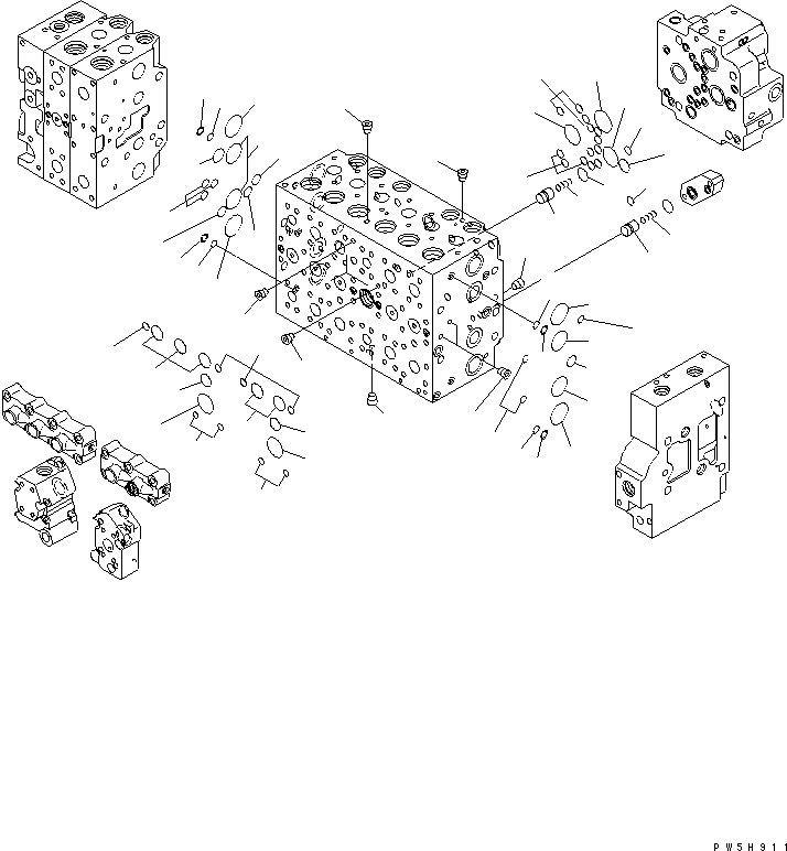 Komatsu parts book diagram for PC400LC-7-M1 S/N 50001-UP: MAIN VALVE (2-ACTUATOR) (4/23)
