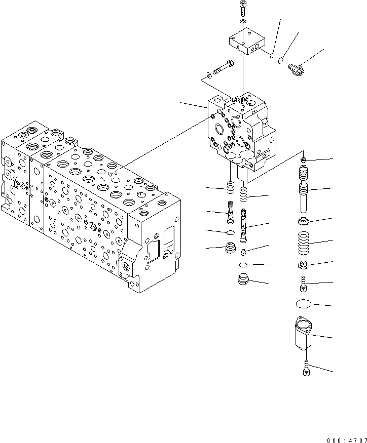 Komatsu parts book diagram for PC400LC-7-M1 S/N 50001-UP: MAIN VALVE (2-ACTUATOR) (13/23)