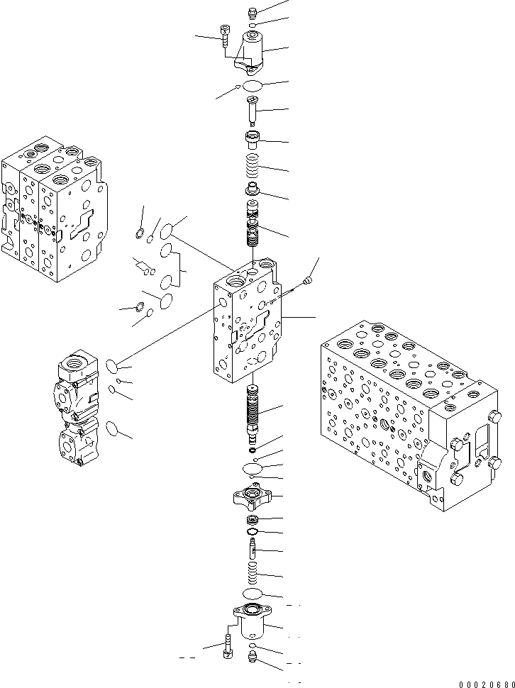 Komatsu parts book diagram for PC400LC-7-M1 S/N 50001-UP: MAIN VALVE (3-ACTUATOR) (17/25)