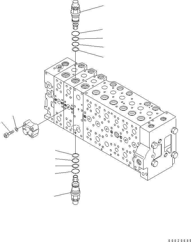 Komatsu parts book diagram for PC400LC-7-M1 S/N 50001-UP: MAIN VALVE (3-ACTUATOR) (22/25)