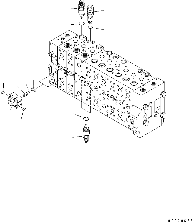 Komatsu parts book diagram for PC400LC-7-M1 S/N 50001-UP: MAIN VALVE (3-ACTUATOR) (25/25)