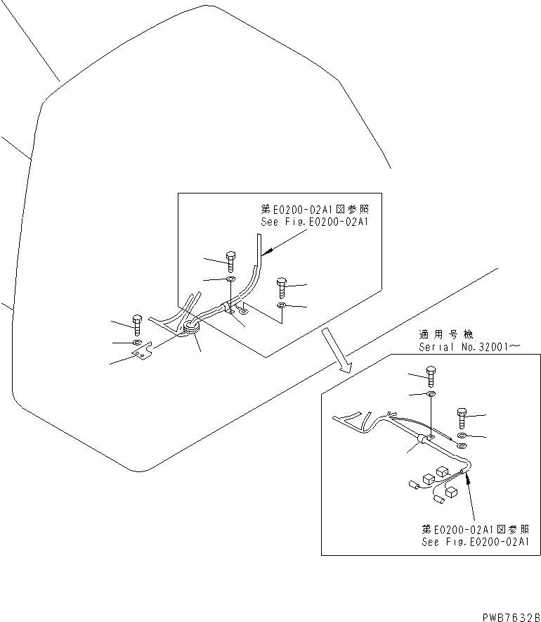 Komatsu parts book diagram for PC400LC-6Z S/N 30001-UP (Pipe Looper Spec.): WIRING (CLAMP)(#30025-)