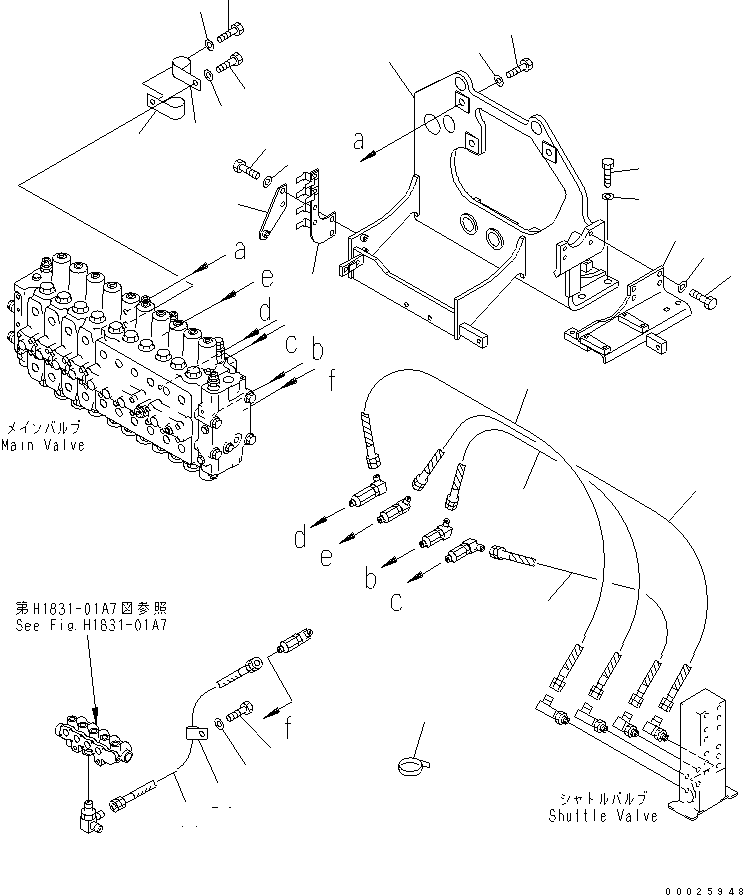 Komatsu parts book diagram for PC400LC-6Z S/N 30001-UP (Pipe Looper Spec.): MAIN VALVE (VALVE BRACKET) (FOR PIPE LOOPER)(#32933-)