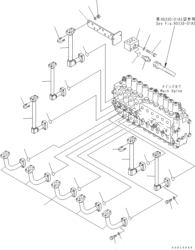 Komatsu parts book diagram for PC400LC-6Z S/N 30001-UP (Pipe Looper Spec.): ATTACHMENT LINE (MAIN VALVE) (FOR PIPE LOOPER)(#32933-)