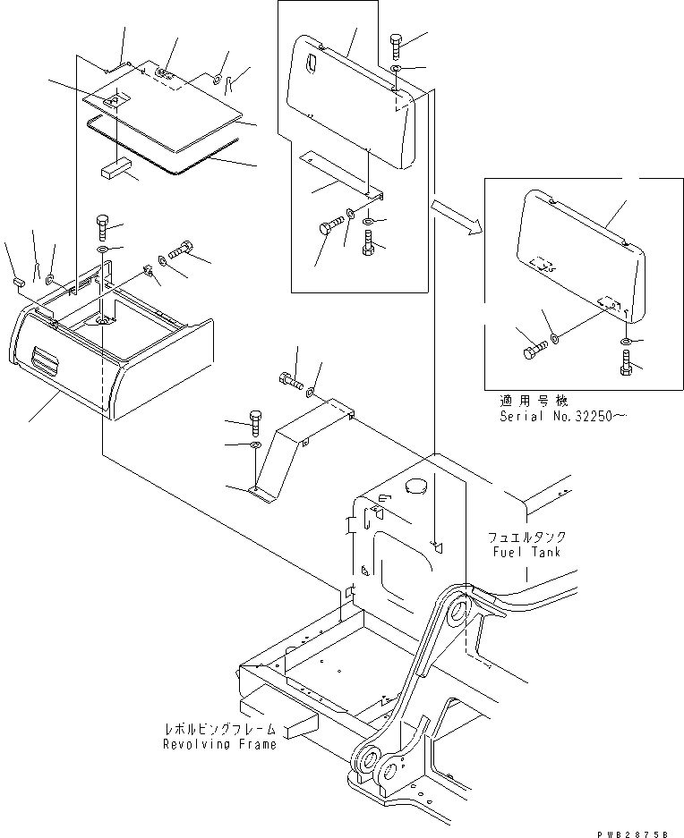 Komatsu parts book diagram for PC400LC-6Z S/N 30001-UP (Pipe Looper Spec.): BATTERY CASE(#30025-)