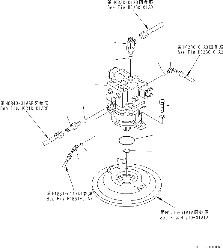 Komatsu parts book diagram for PC400LC-6Z S/N 30001-UP (Pipe Looper Spec.): SWING MOTOR (CONNECTING PARTS) (FOR PIPE LOOPER)(#32933-)