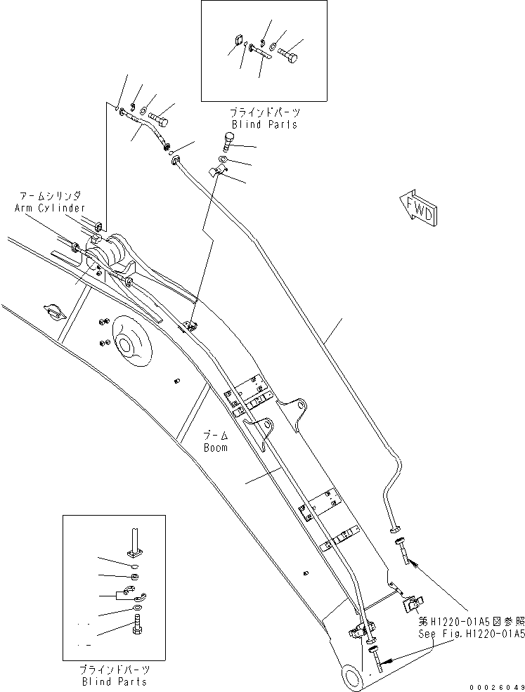 Komatsu parts book diagram for PC400LC-6Z S/N 30001-UP (Pipe Looper Spec.): BOOM (ARM CYLINDER LINE) (FOR PIPE LOOPER)(#32933-)