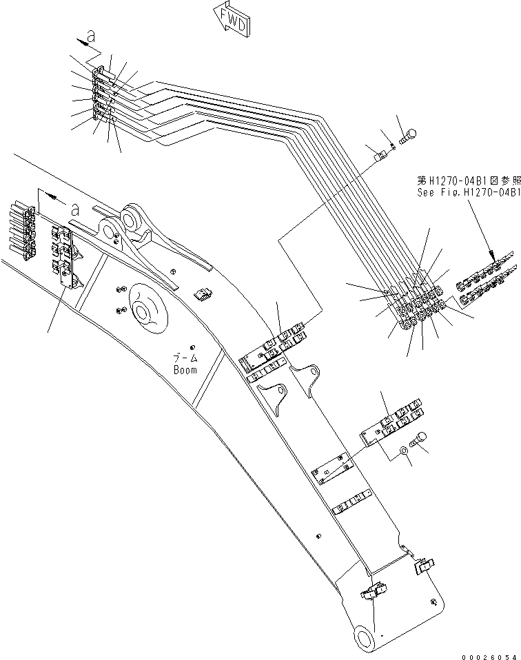Komatsu parts book diagram for PC400LC-6Z S/N 30001-UP (Pipe Looper Spec.): BOOM (ADDITIONAL PIPING) (1/2) (FOR PIPE LOOPER)(#32933-)
