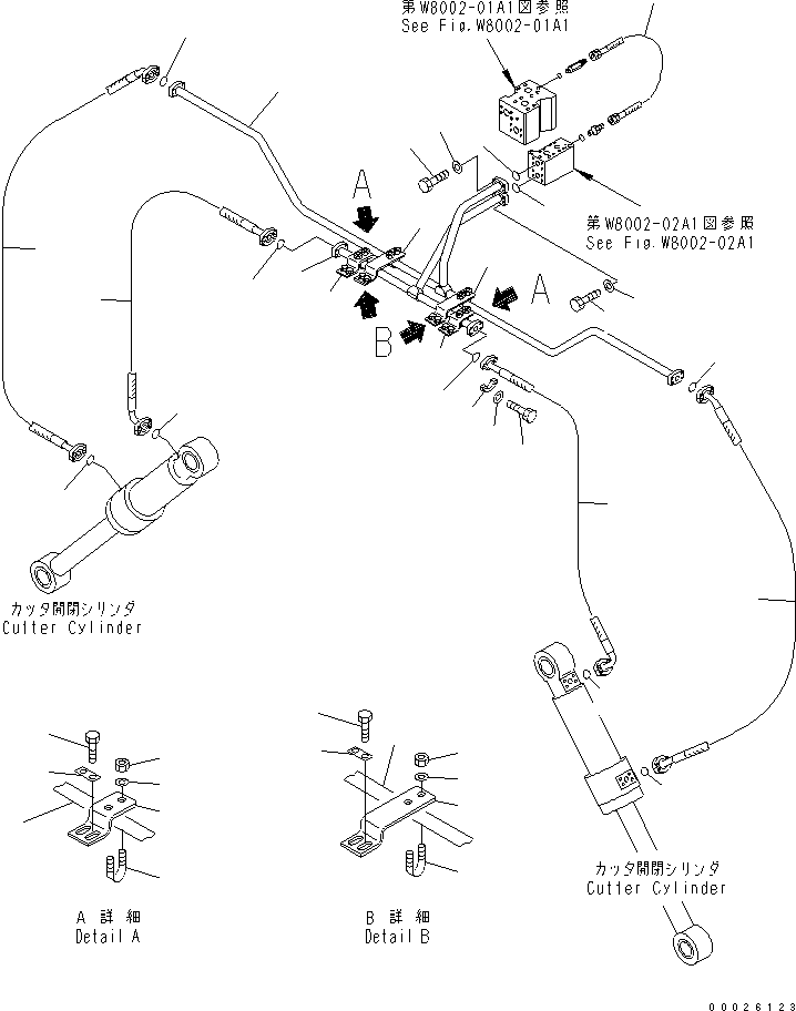 Komatsu parts book diagram for PC400LC-6Z S/N 30001-UP (Pipe Looper Spec.): PIPE LOOPER PIPING (CUTTER CYLINDER LINES)(#32933-)