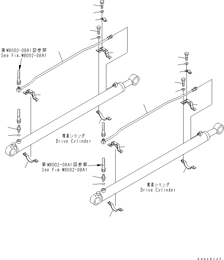 Komatsu parts book diagram for PC400LC-6Z S/N 30001-UP (Pipe Looper Spec.): PIPE LOOPER PIPING (DRIVE CYLINDER LINE)(#32933-)