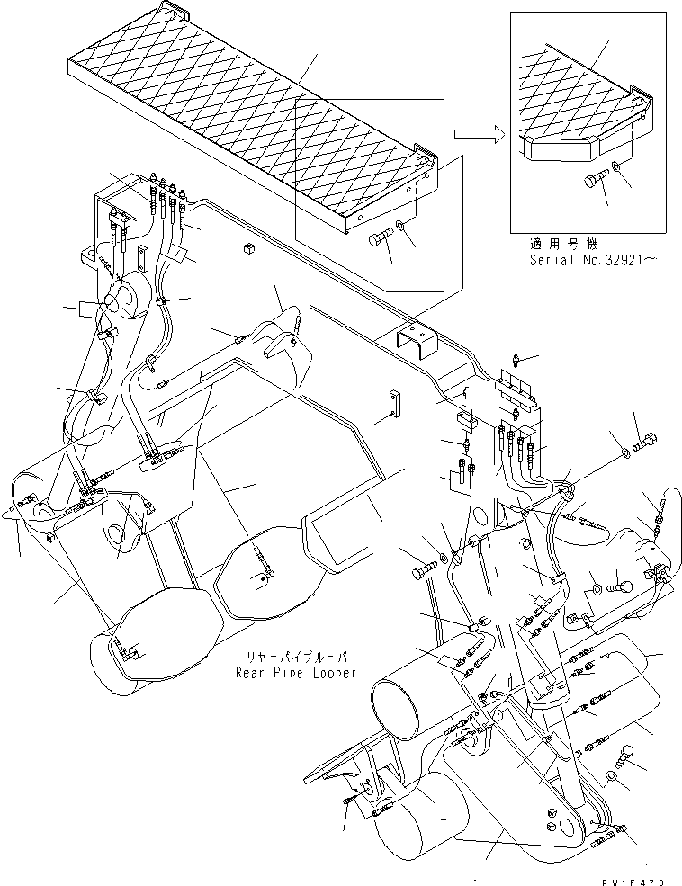 Komatsu parts book diagram for PC400LC-6Z S/N 30001-UP (Pipe Looper Spec.): PIPE LOOPER PIPING (REAR LUBLICATION LINE)(#32670-)