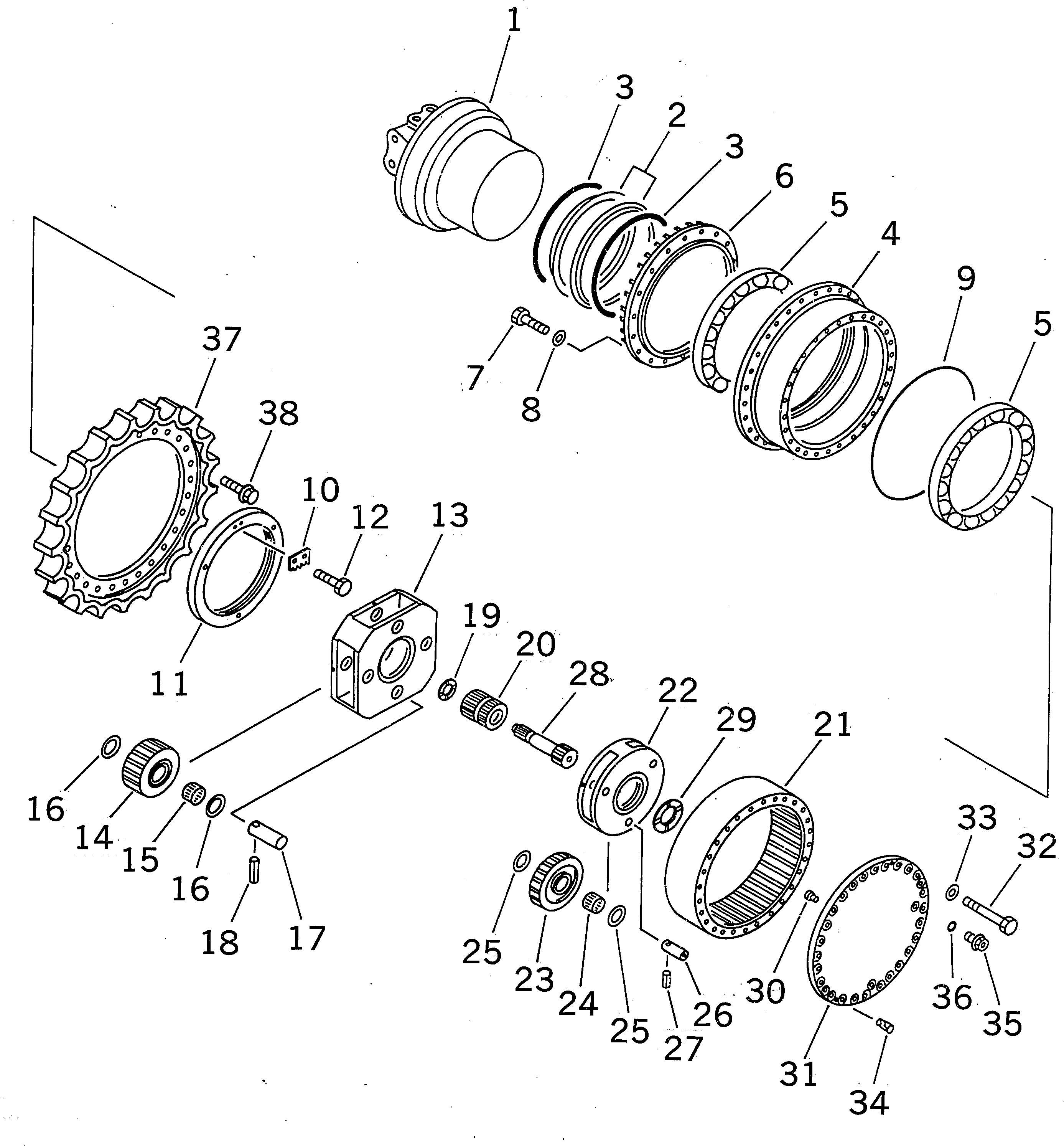 Komatsu parts book diagram for PC400LC-6Z S/N 30001-UP (Pipe Looper Spec.): FINAL DRIVE ASS'Y (FOR SERVICE PARTS)