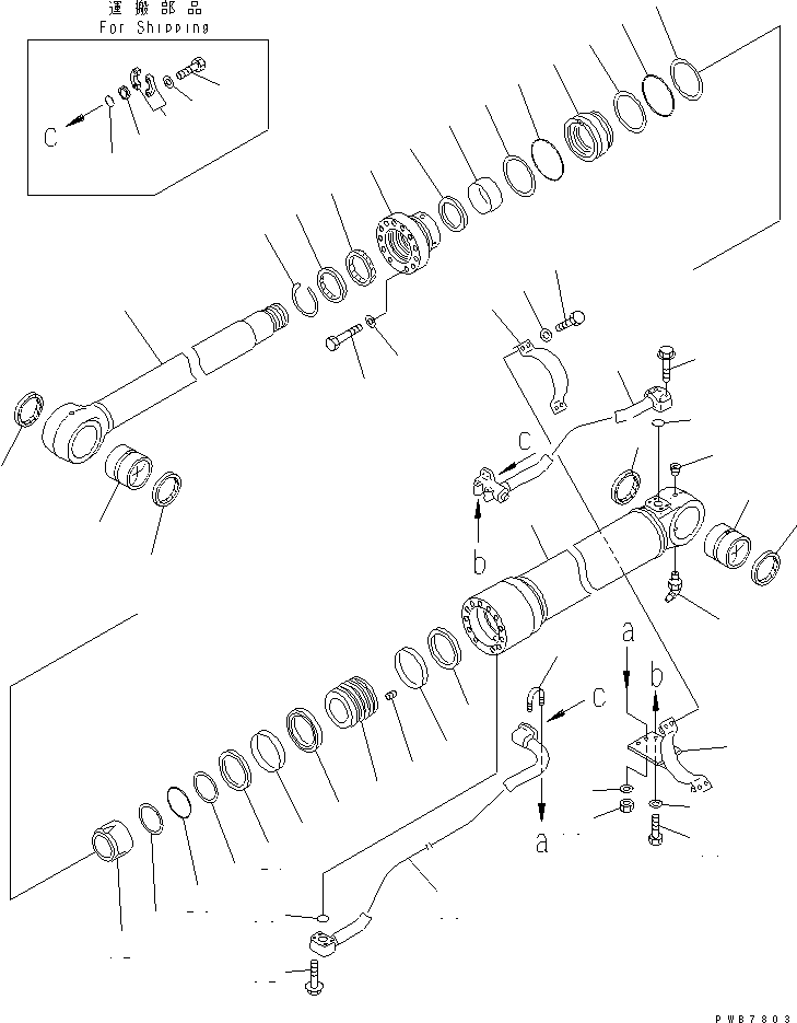 Komatsu parts book diagram for PC400LC-6Z S/N 30001-UP (Pipe Looper Spec.): B00M CYLINDER(#32001-)