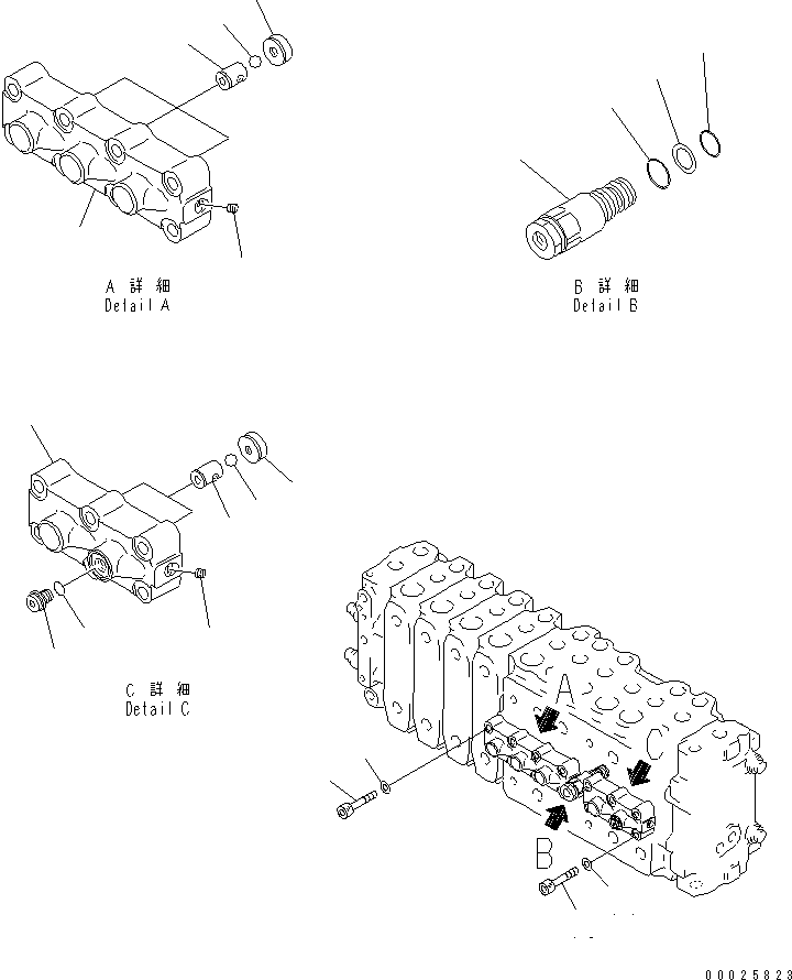 Komatsu parts book diagram for PC400LC-6Z S/N 30001-UP (Pipe Looper Spec.): MAIN VALVE (4-ACTUATOR) (7/17) (FOR PIPE LOOPER)(#32933-)