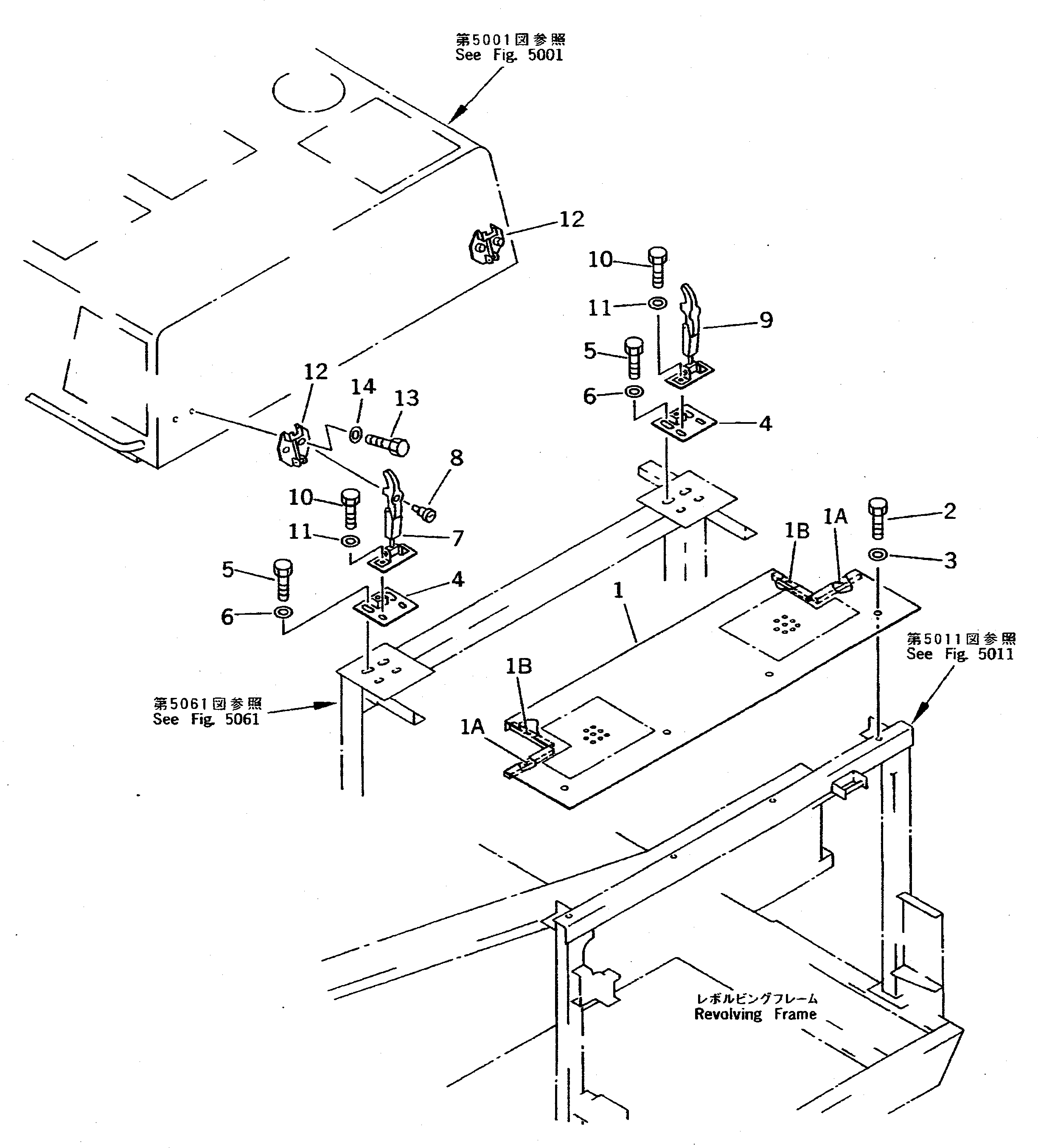 Komatsu parts book diagram for PC400LC-5 S/N 20001-UP (Overseas Version): CATCHER AND COVER (FOR HOOD)
