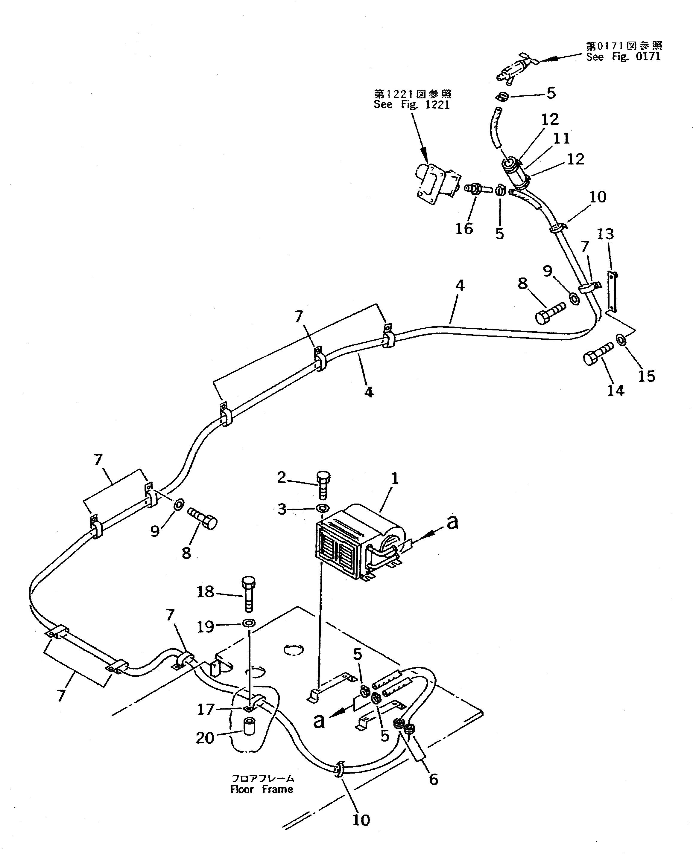 Komatsu parts book diagram for PC400LC-5 S/N 20001-UP (Overseas Version): CAR HEATER AND PIPING(#20001-20020)