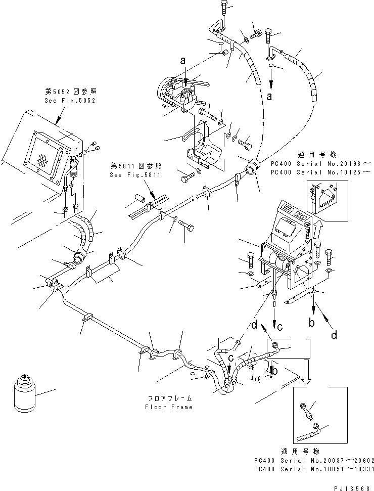 Komatsu parts book diagram for PC400LC-5 S/N 20001-UP (Overseas Version): CAR COOLER AND PIPING(#20021-20602)