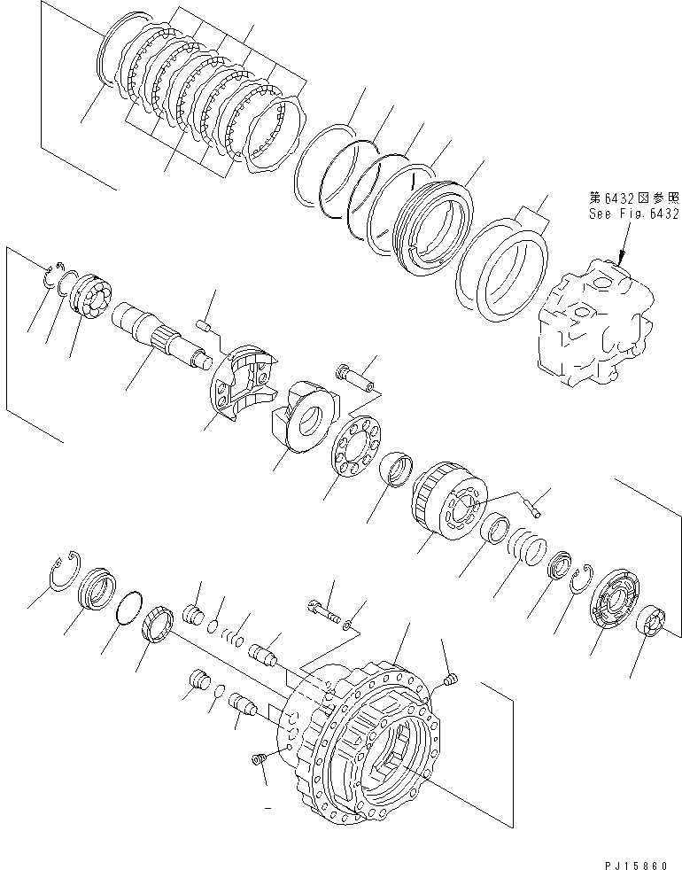 Komatsu parts book diagram for PC400LC-5 S/N 20001-UP (Overseas Version): TRAVEL MOTOR (1/3)