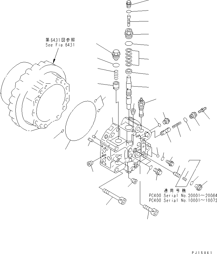 Komatsu parts book diagram for PC400LC-5 S/N 20001-UP (Overseas Version): TRAVEL MOTOR (2/3)